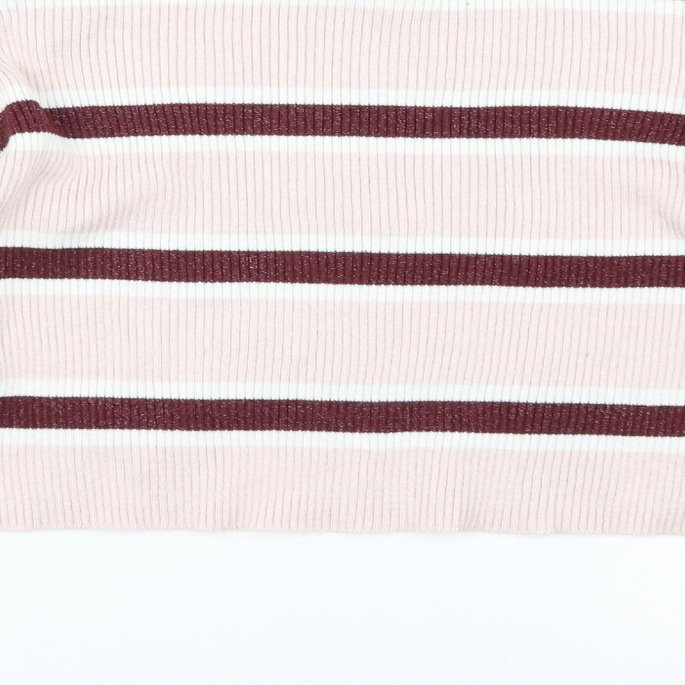 915 Generation Girls Pink Striped  Pullover Jumper Size 10-11 Years  - Cropped
