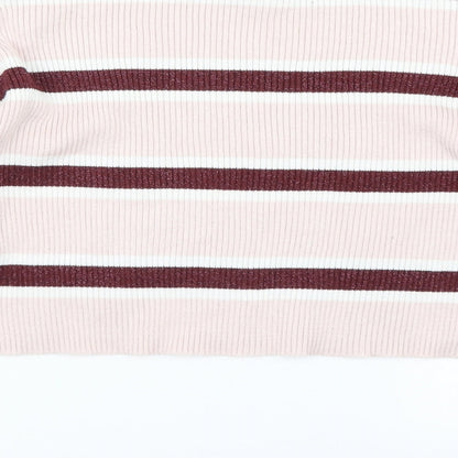 915 Generation Girls Pink Striped  Pullover Jumper Size 10-11 Years  - Cropped