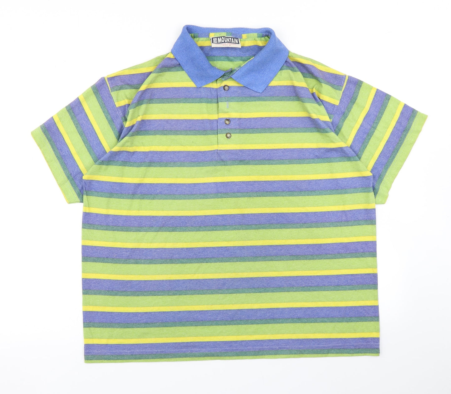 River Mountain Mens Green Striped   Polo Size M