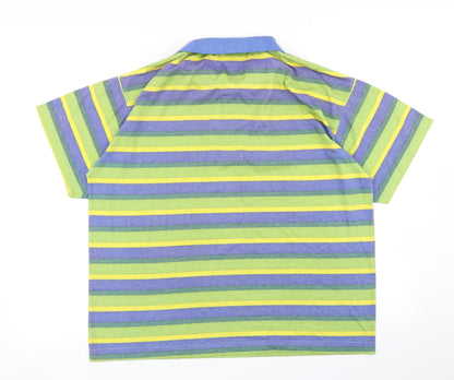 River Mountain Mens Green Striped   Polo Size M