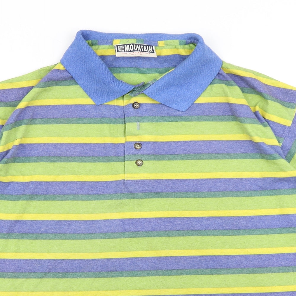 River Mountain Mens Green Striped   Polo Size M