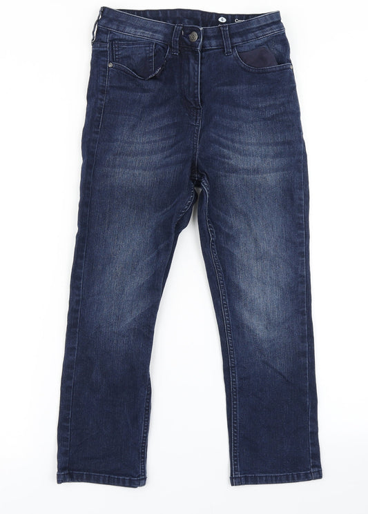 Front view of The Collection women’s blue denim cropped jeans, size UK 6, 20-inch leg