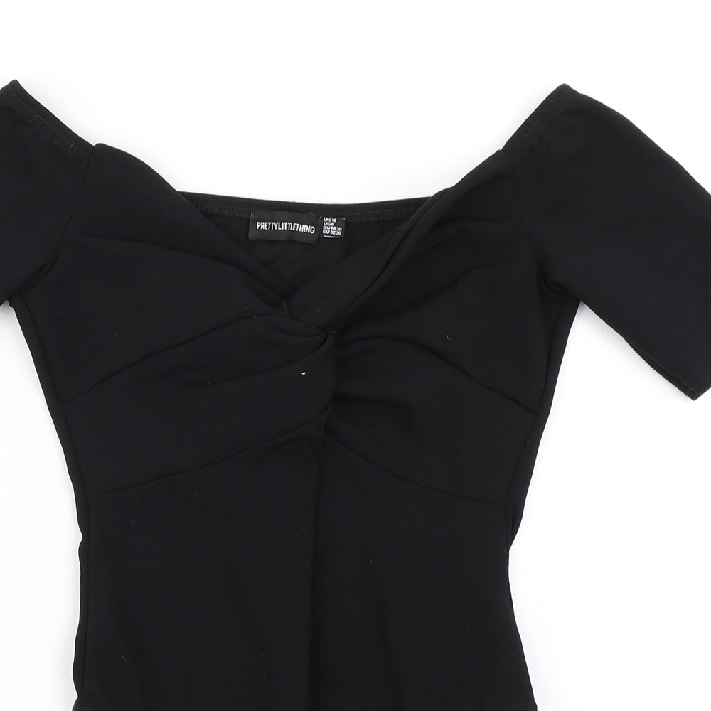 PRETTYLITTLETHING Womens Black   Bodysuit One-Piece Size 10