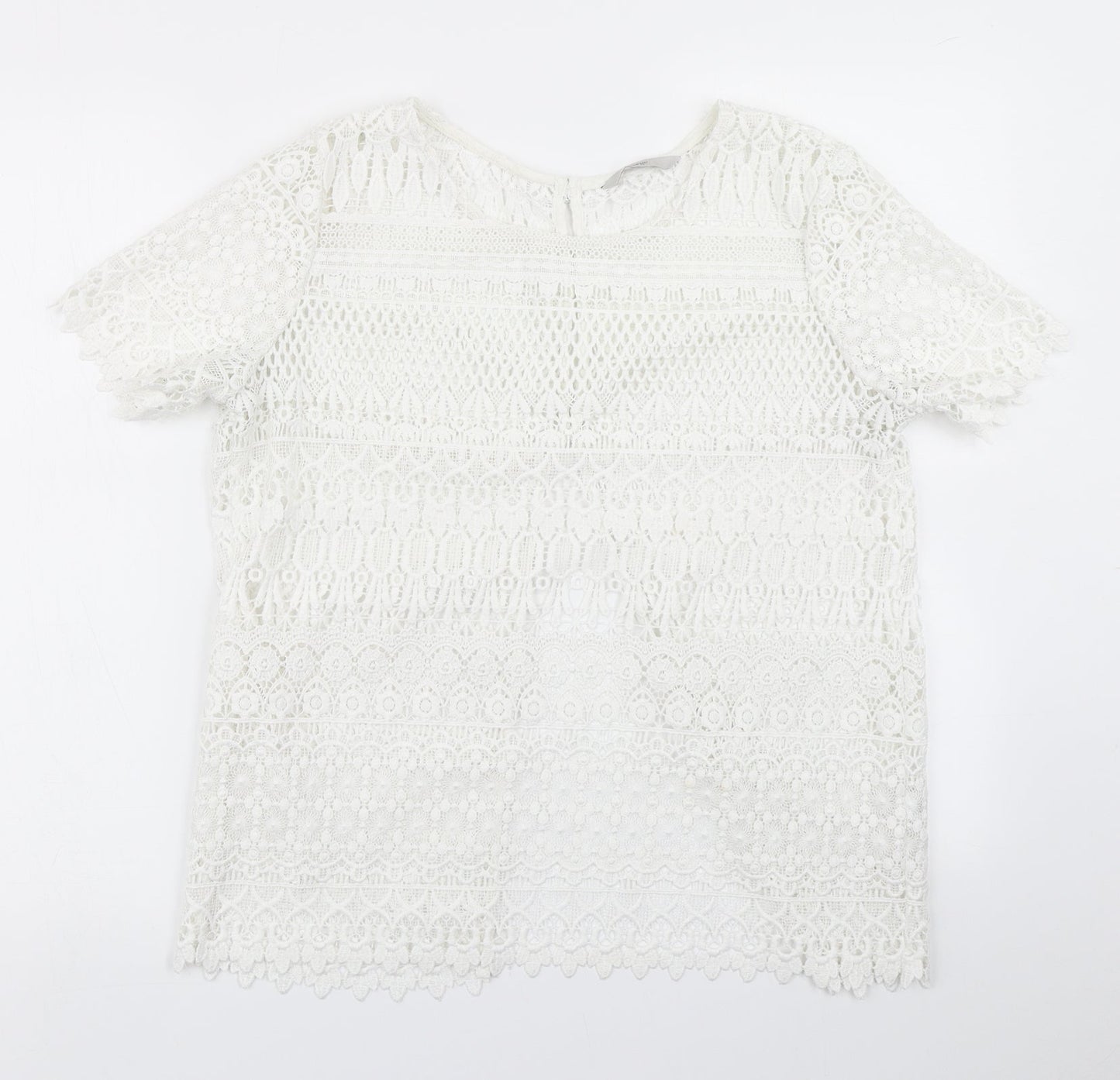 George Womens White  Lace Basic T-Shirt Size 12