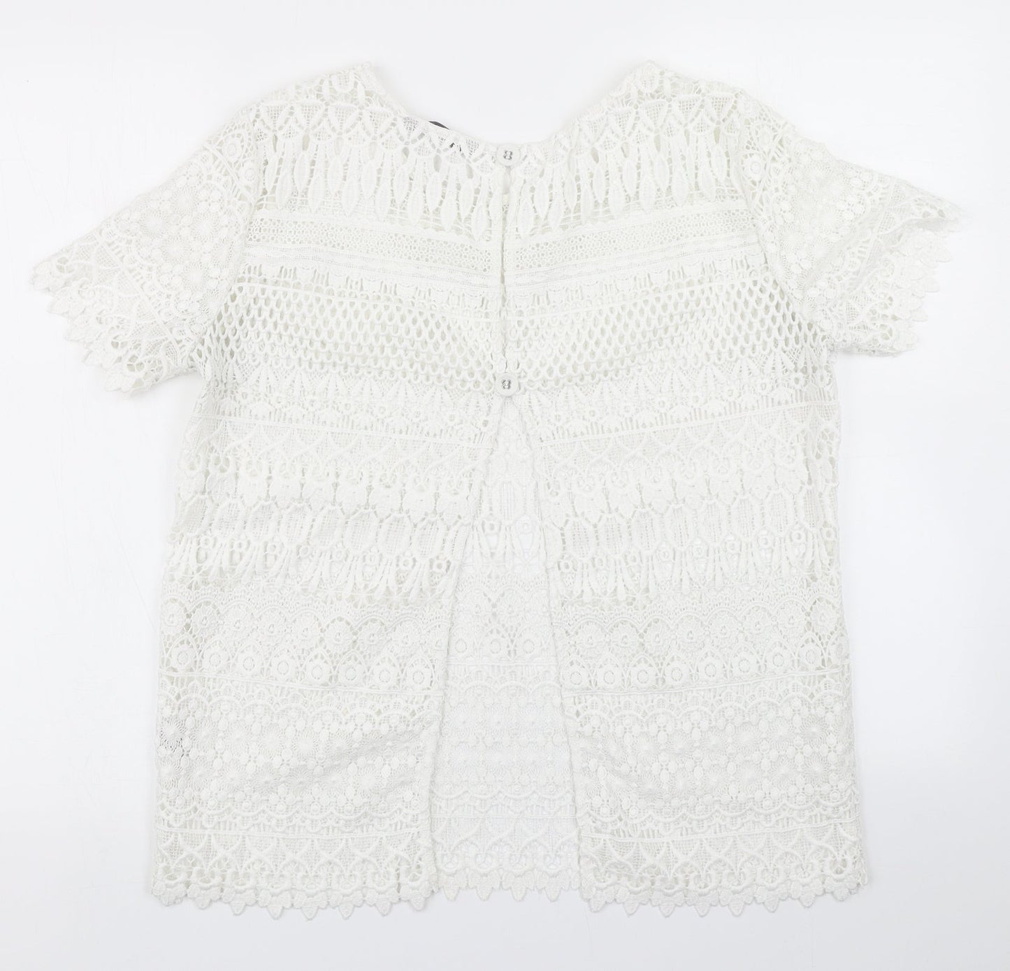 George Womens White  Lace Basic T-Shirt Size 12