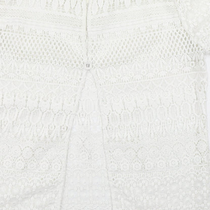 George Womens White  Lace Basic T-Shirt Size 12