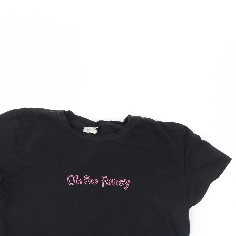 Womens UK Size 14 Topshop Black Basic T-Shirt