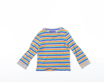 m&s Girls Green Striped  Basic T-Shirt Size 4 Years