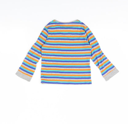 m&s Girls Green Striped  Basic T-Shirt Size 4 Years
