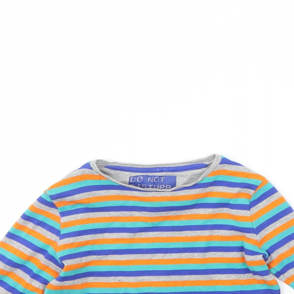 m&s Girls Green Striped  Basic T-Shirt Size 4 Years