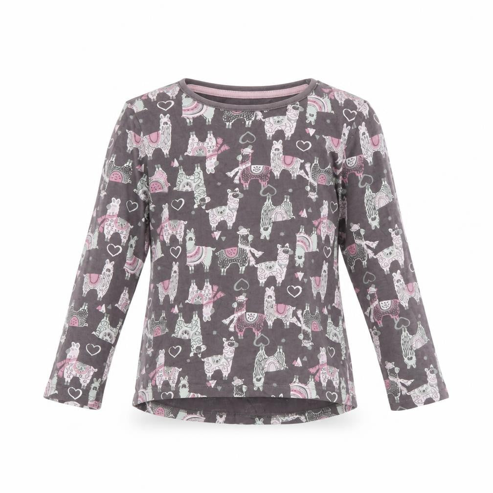Front view of F&F girls’ brown animal print basic t-shirt, size 5, years