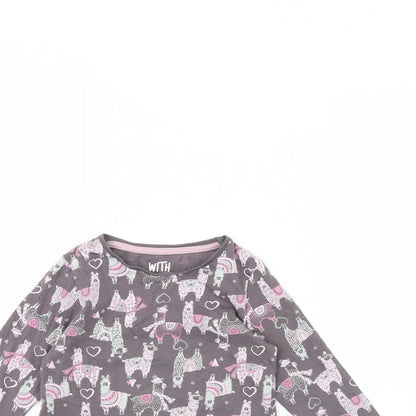 F&F Girls Brown Animal Print  Basic T-Shirt Size 5 Years