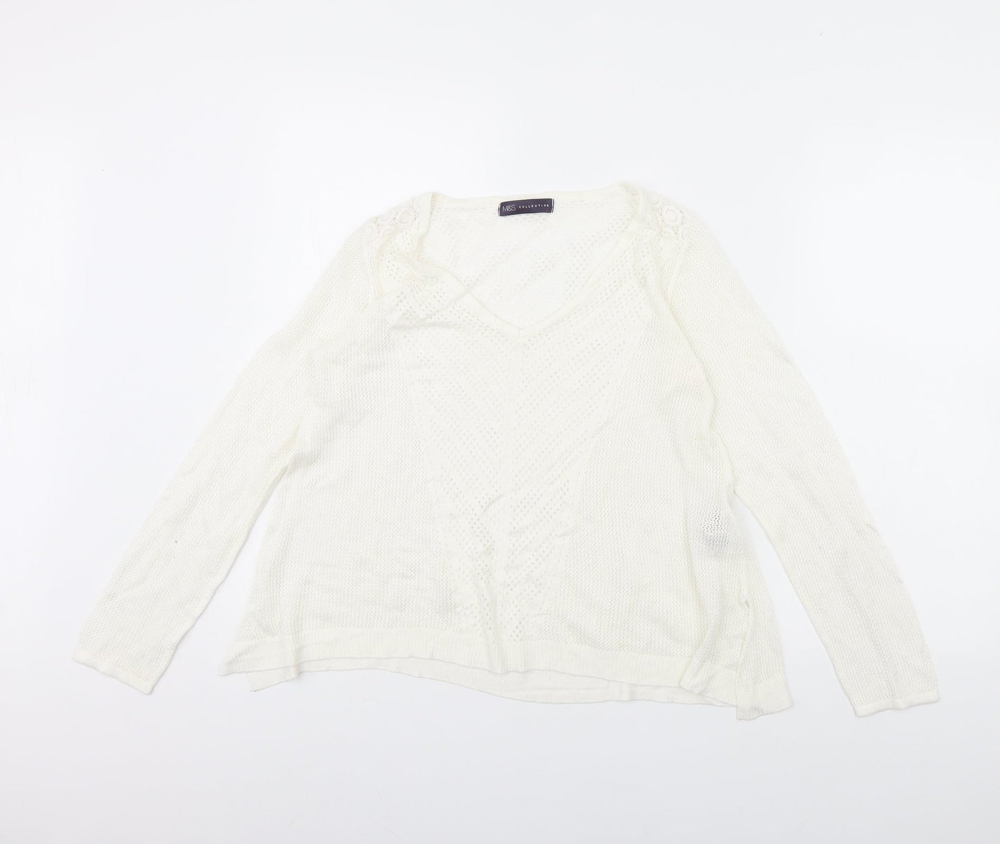 Womens UK Size 10 M&S White Pullover Jumper