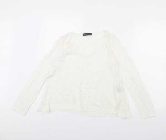 Womens UK Size 10 M&S White Pullover Jumper