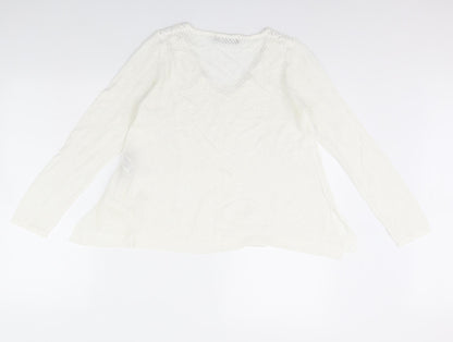 Womens UK Size 10 M&S White Pullover Jumper