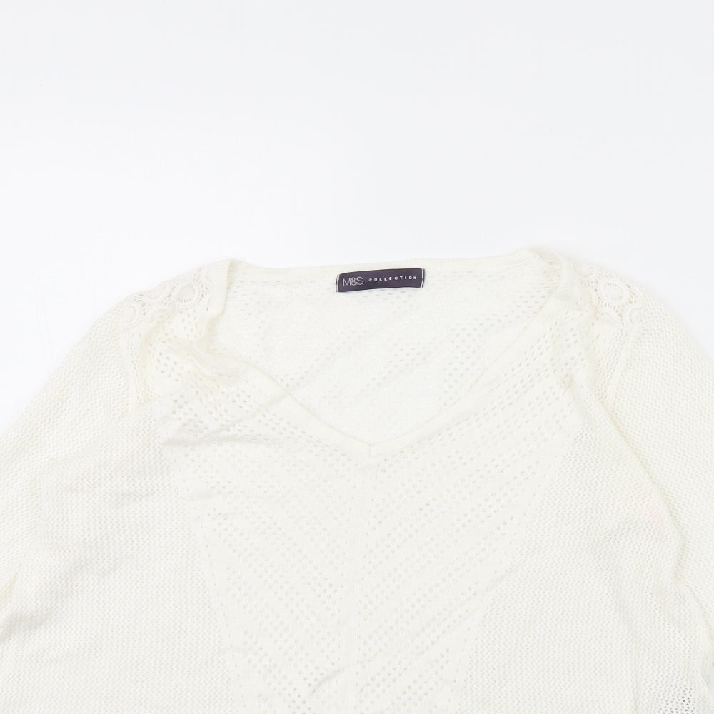 Womens UK Size 10 M&S White Pullover Jumper