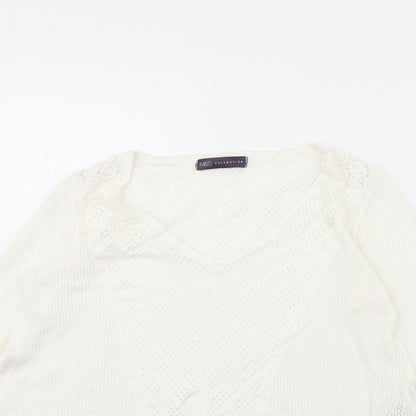 Womens UK Size 10 M&S White Pullover Jumper