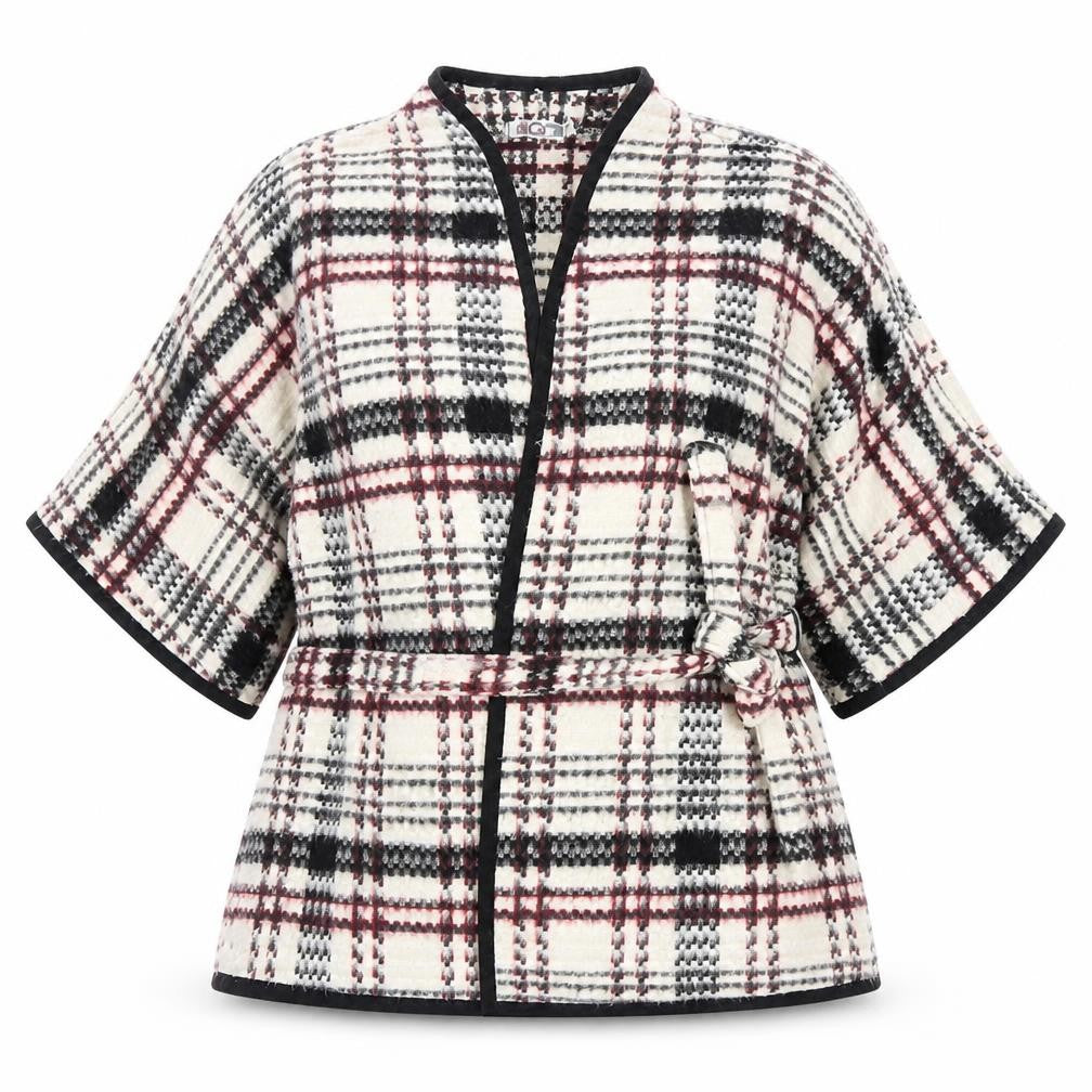 Front view of WalG women’s white check jacket, size M