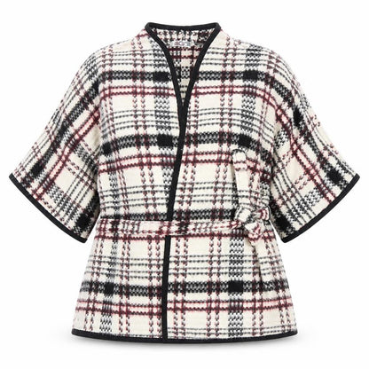 Front view of WalG women’s white check jacket, size M