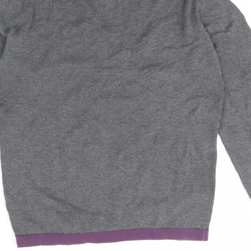 Brand and care label for Climb high men’s grey jumper, size M