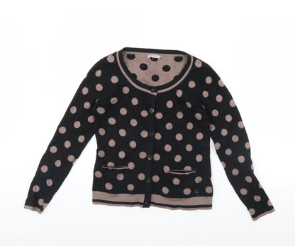 Sarah Womens Black Polka Dot  Cardigan Jumper Size S