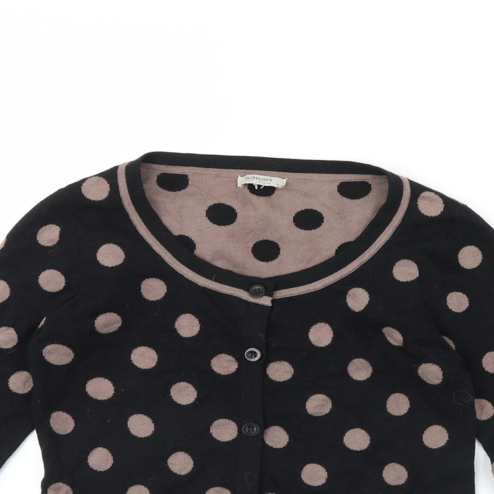Sarah Womens Black Polka Dot  Cardigan Jumper Size S