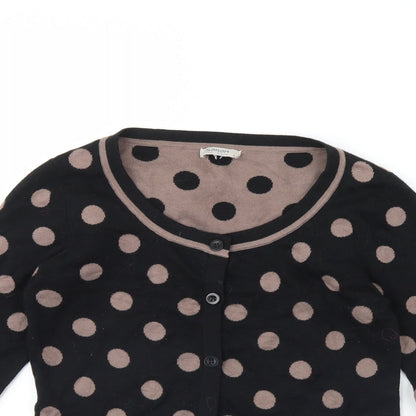 Sarah Womens Black Polka Dot  Cardigan Jumper Size S