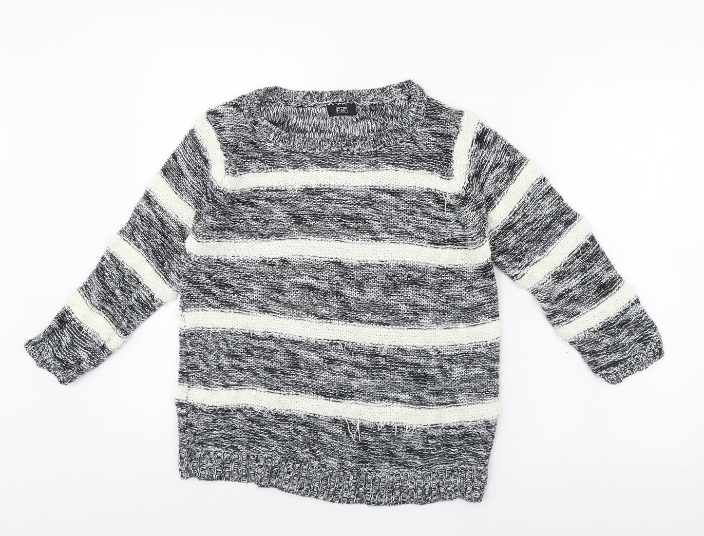 F&F Womens Black Striped  Pullover Jumper Size 10