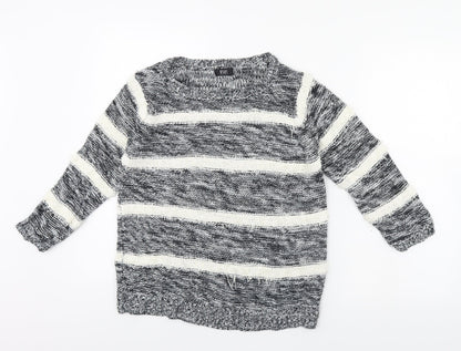 F&F Womens Black Striped  Pullover Jumper Size 10