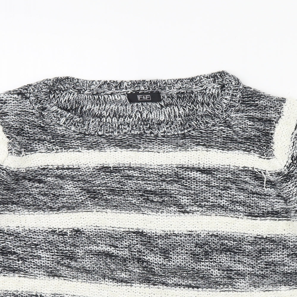 F&F Womens Black Striped  Pullover Jumper Size 10