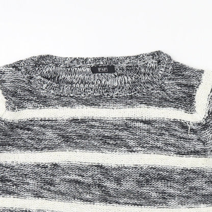 F&F Womens Black Striped  Pullover Jumper Size 10