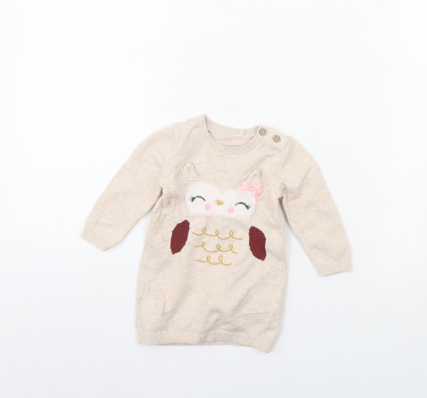 TU Girls Beige   Jumper Dress  Size 3-6 Months