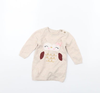 TU Girls Beige   Jumper Dress  Size 3-6 Months
