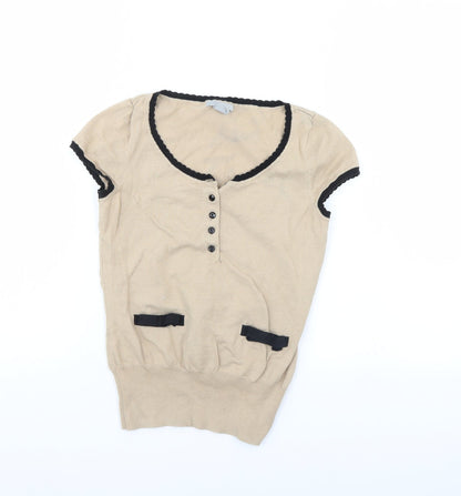 Womens UK Size XS H&M Beige Basic Blouse