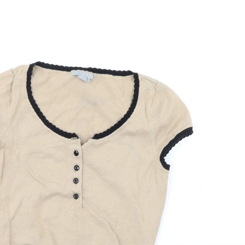 Womens UK Size XS H&M Beige Basic Blouse