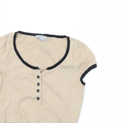 Womens UK Size XS H&M Beige Basic Blouse