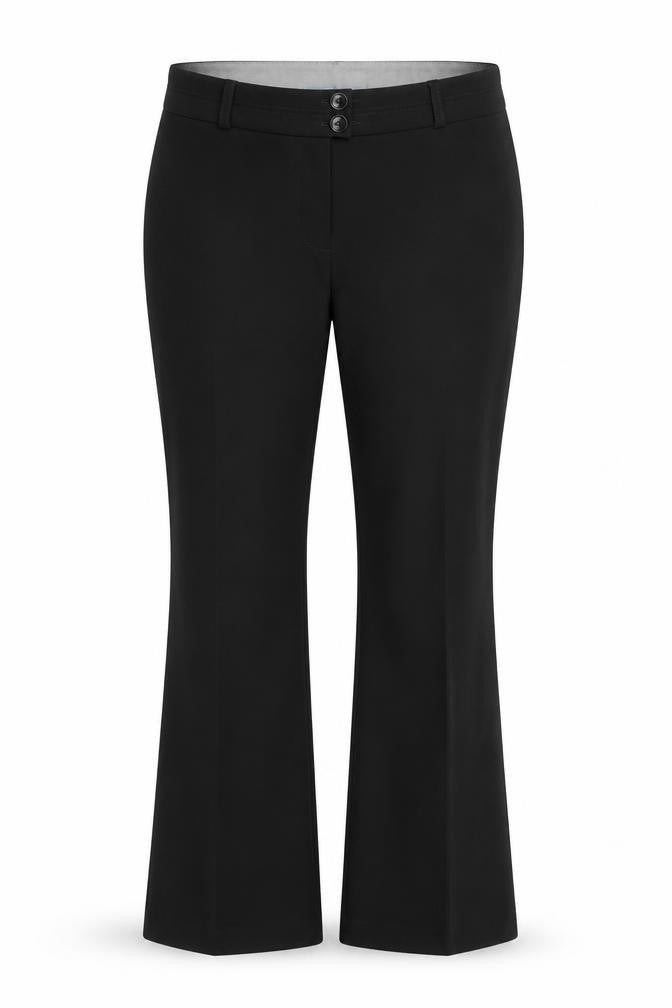 Front view of evie women’s black trousers, size UK 16, 26-inch leg