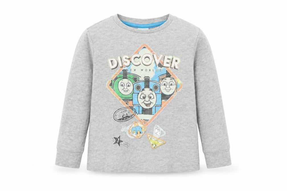 Front view of Thomas & Friends Baby Grey Basic T-Shirt, size 18-24, Months