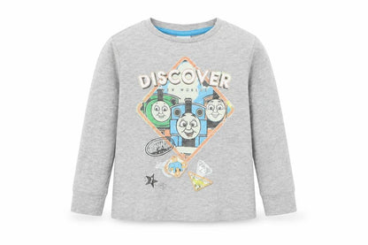 Front view of Thomas & Friends Baby Grey Basic T-Shirt, size 18-24, Months