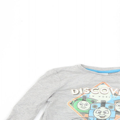Close-up detail of Thomas & Friends Baby Grey Basic T-Shirt, size 18-24, Months