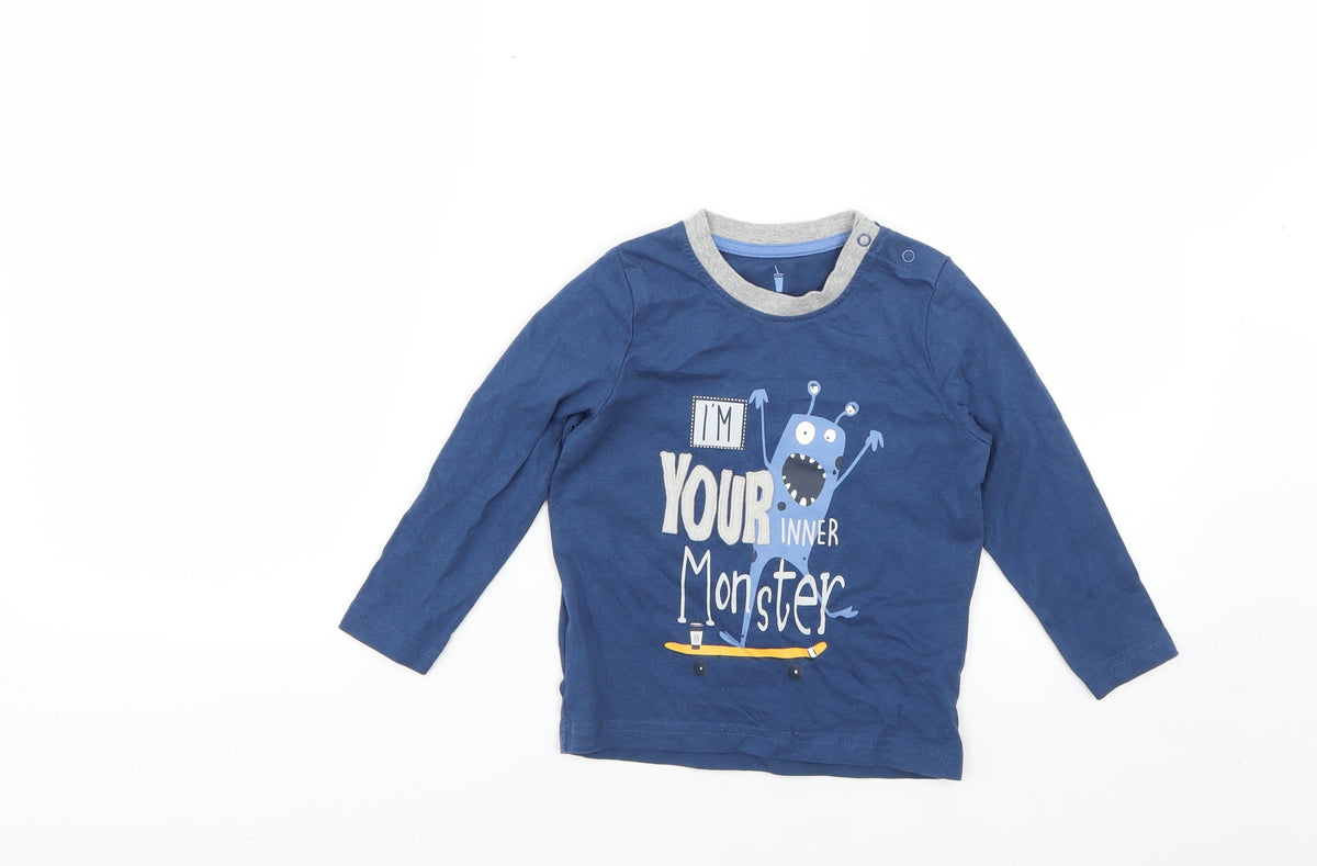 Additional front view of Lupilu Baby Blue Basic T-Shirt, size 12-18, Months