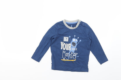 Additional front view of Lupilu Baby Blue Basic T-Shirt, size 12-18, Months
