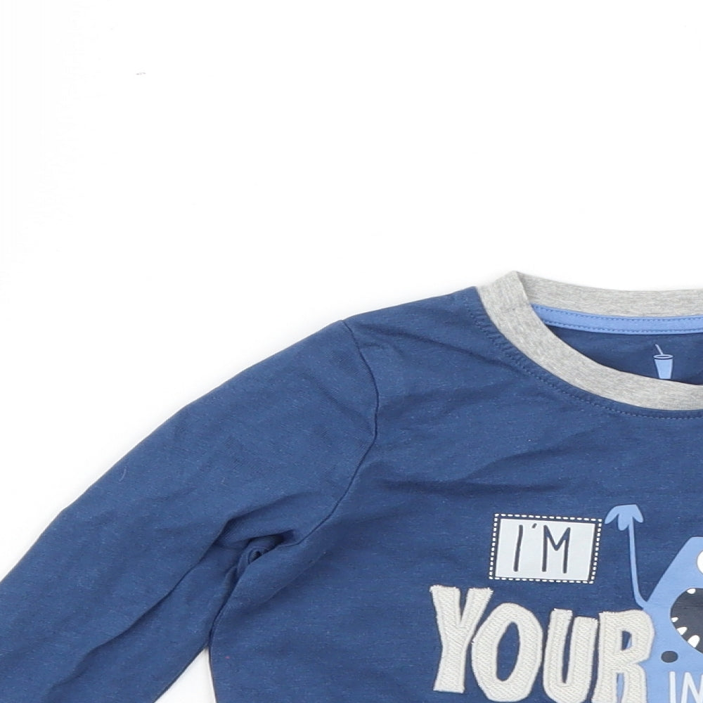 Close-up detail of Lupilu Baby Blue Basic T-Shirt, size 12-18, Months