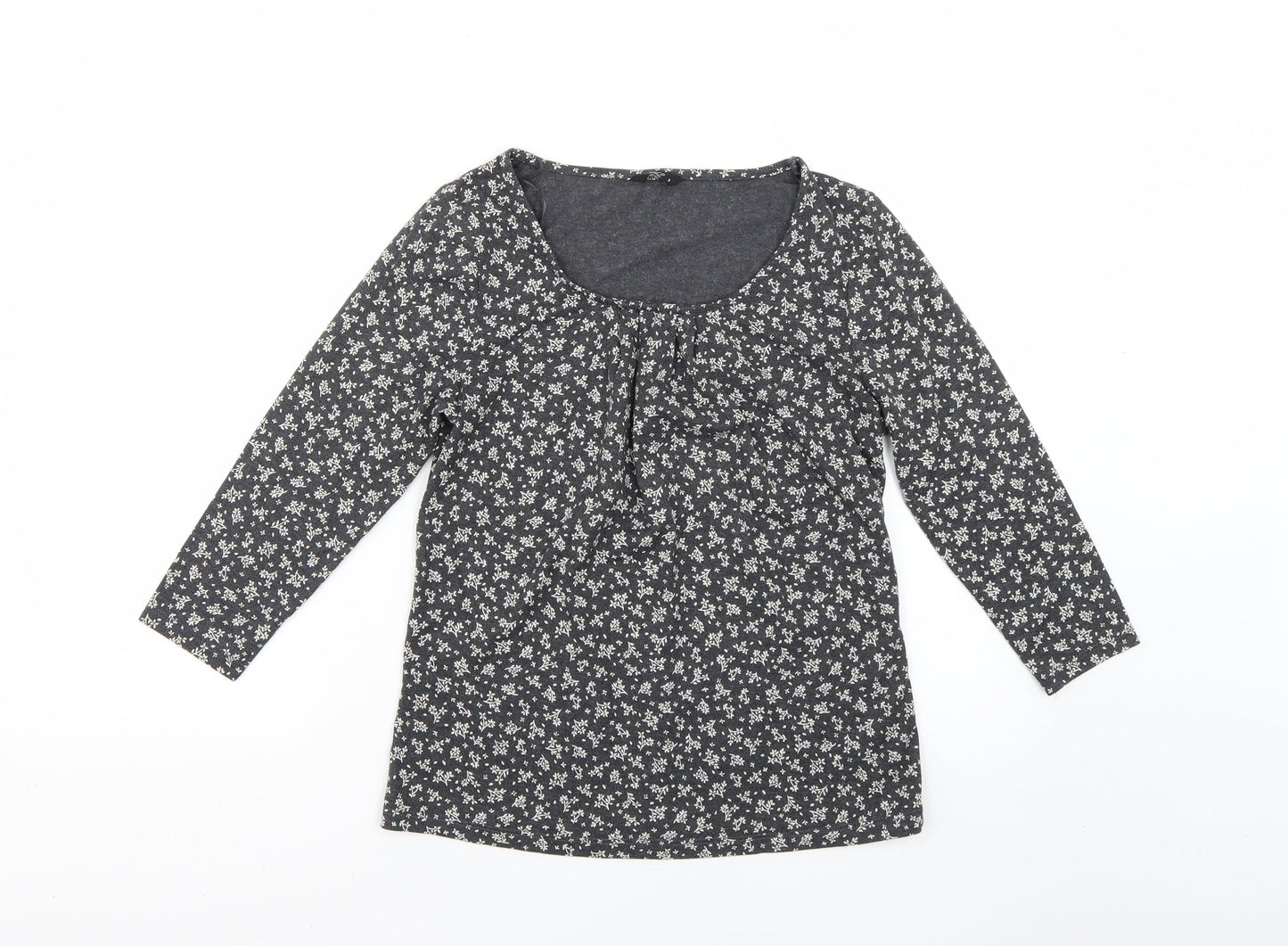 M&Co Womens Grey Floral  Basic Blouse Size 8