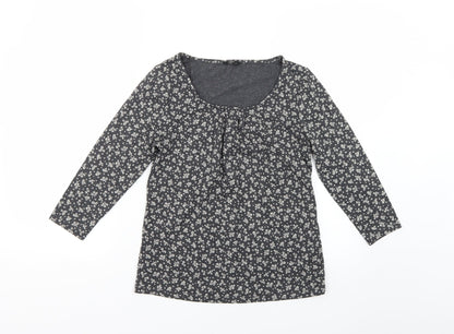 M&Co Womens Grey Floral  Basic Blouse Size 8