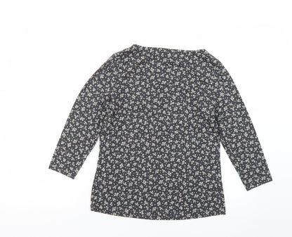 M&Co Womens Grey Floral  Basic Blouse Size 8