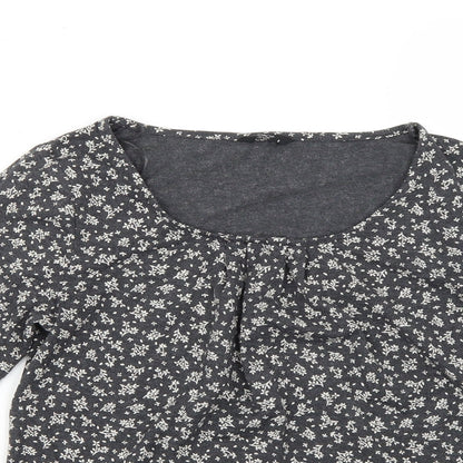 M&Co Womens Grey Floral  Basic Blouse Size 8