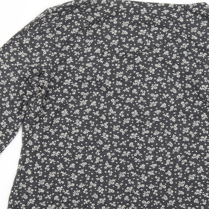 M&Co Womens Grey Floral  Basic Blouse Size 8
