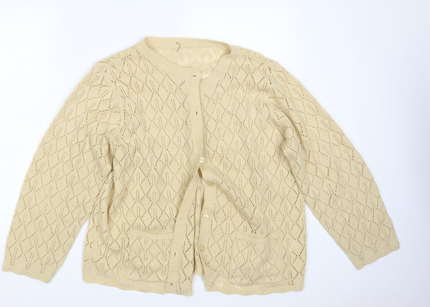 Womens UK Size L BM Beige Cardigan Jumper
