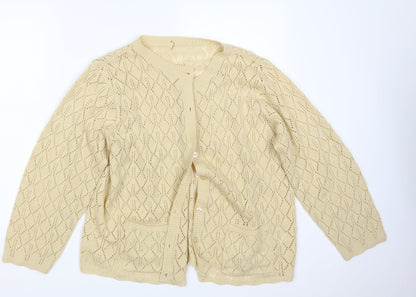 Womens UK Size L BM Beige Cardigan Jumper